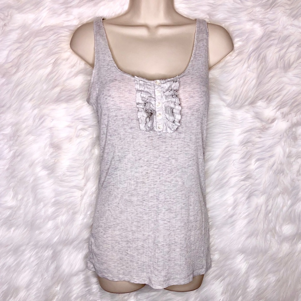 Ann Taylor Loft Lounge Ribbed Ruffle Tank